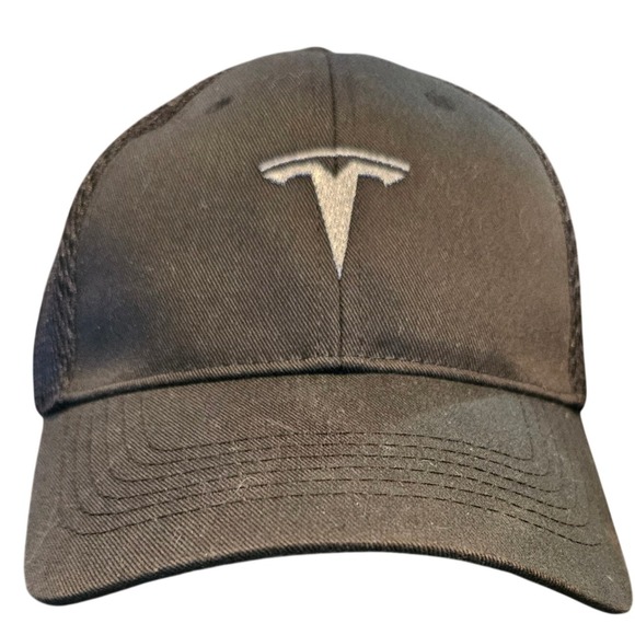 Tesla Motors Logo Mesh Trucker Hat Black Gray Embroidered Cap One Size Freemont